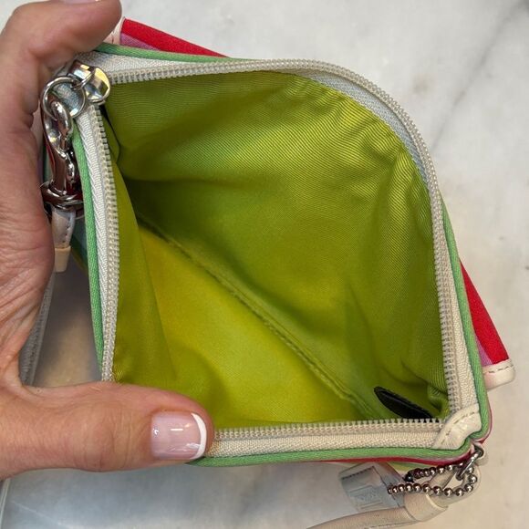Coach Hampton Multi Color Striped Pouch Clutch Wristlet - Picture 11 of 16
